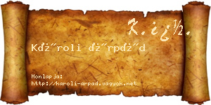 Károli Árpád névjegykártya