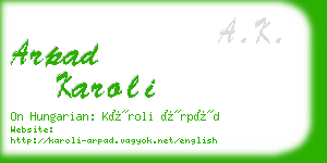 arpad karoli business card